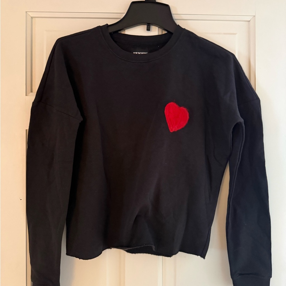 Joe Boxer Black cropped sweatshirt with red heart